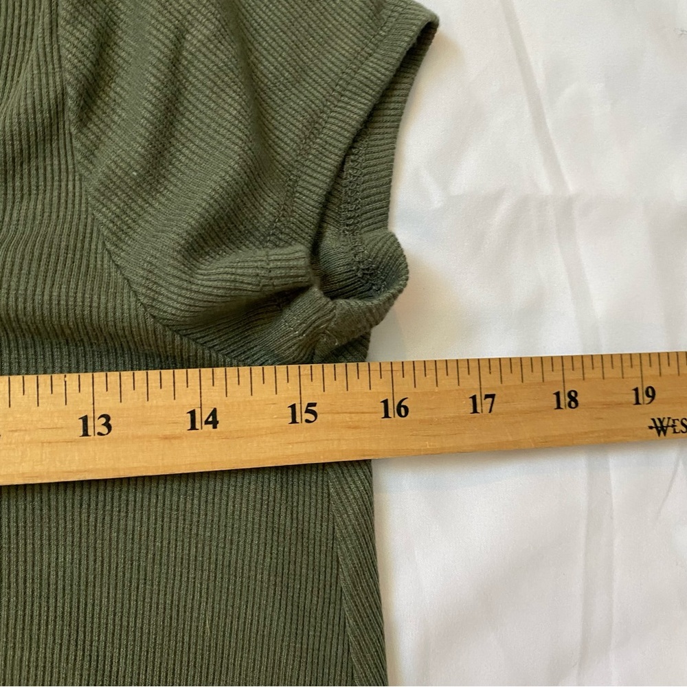 Olive Green Chic Babydoll Lace-Up Top - Picture 6 of 7